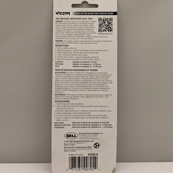 ❌SOLD❌VICTOR / BELL Tire Pressure Monitoring Valve Caps for 32 PSI Tires - Picture 3 of 6
